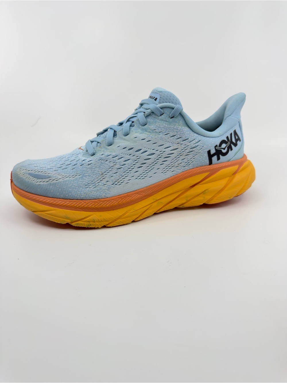Hoka One One Women Size 8 Blue Orange Clifton 8 Running Shoes Sneakers - Picture 5 of 9